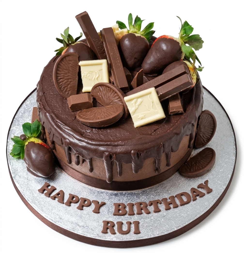 Chocolate Drip Birthday Cake with Strawberries & Chocolates