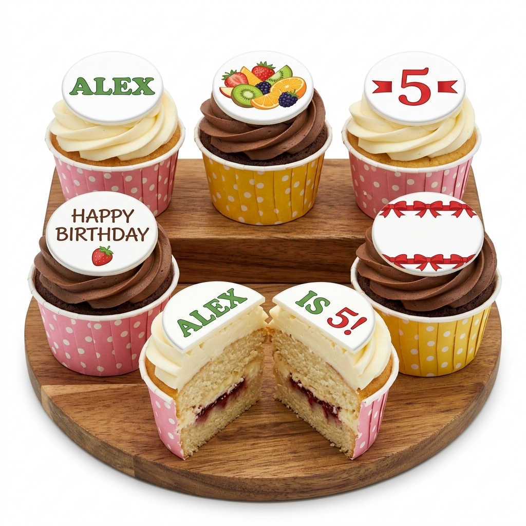 Personalised Kids Birthday Cupcakes with Custom Age & Name