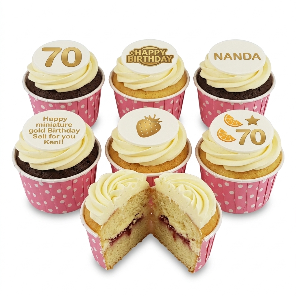 Personalised Gold Birthday Cupcakes