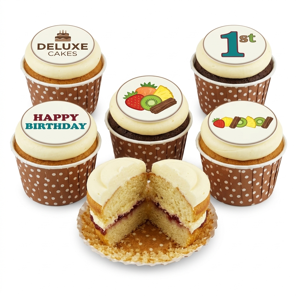 Birthday Cupcakes with Custom Age & Fruit Toppers