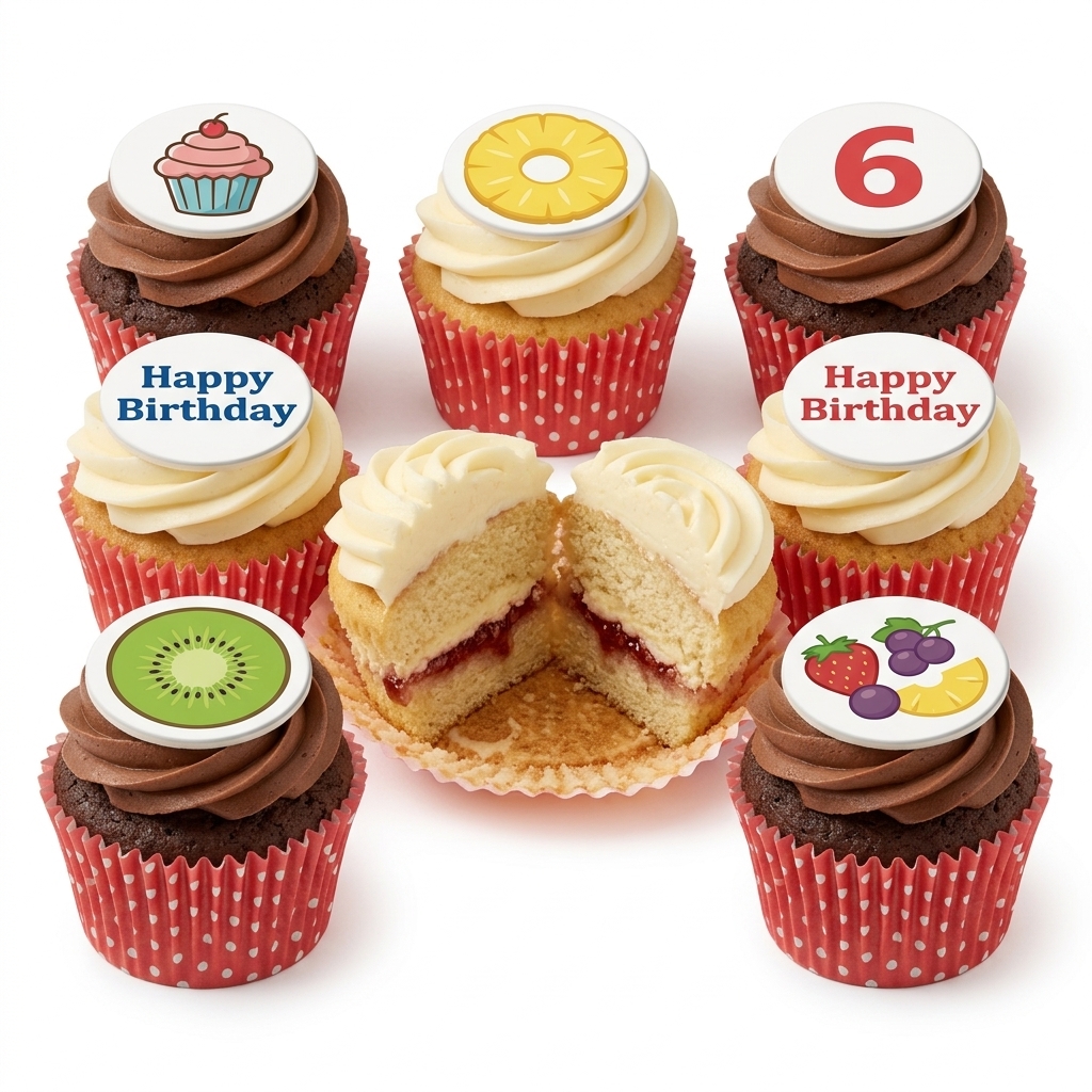 Custom Age Fruit Topped Birthday Cupcakes