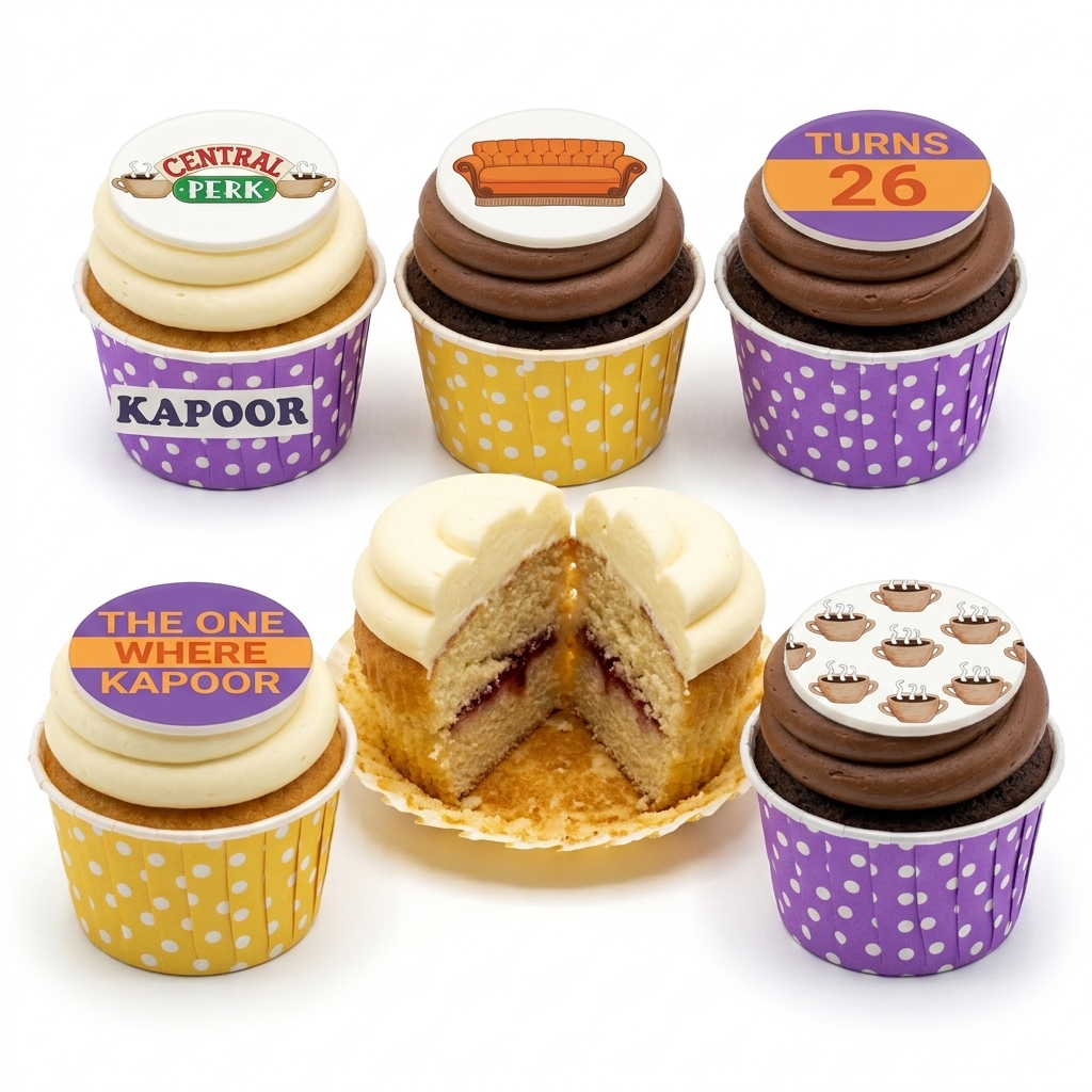 Friends TV Show Birthday Cupcakes with Custom Toppers
