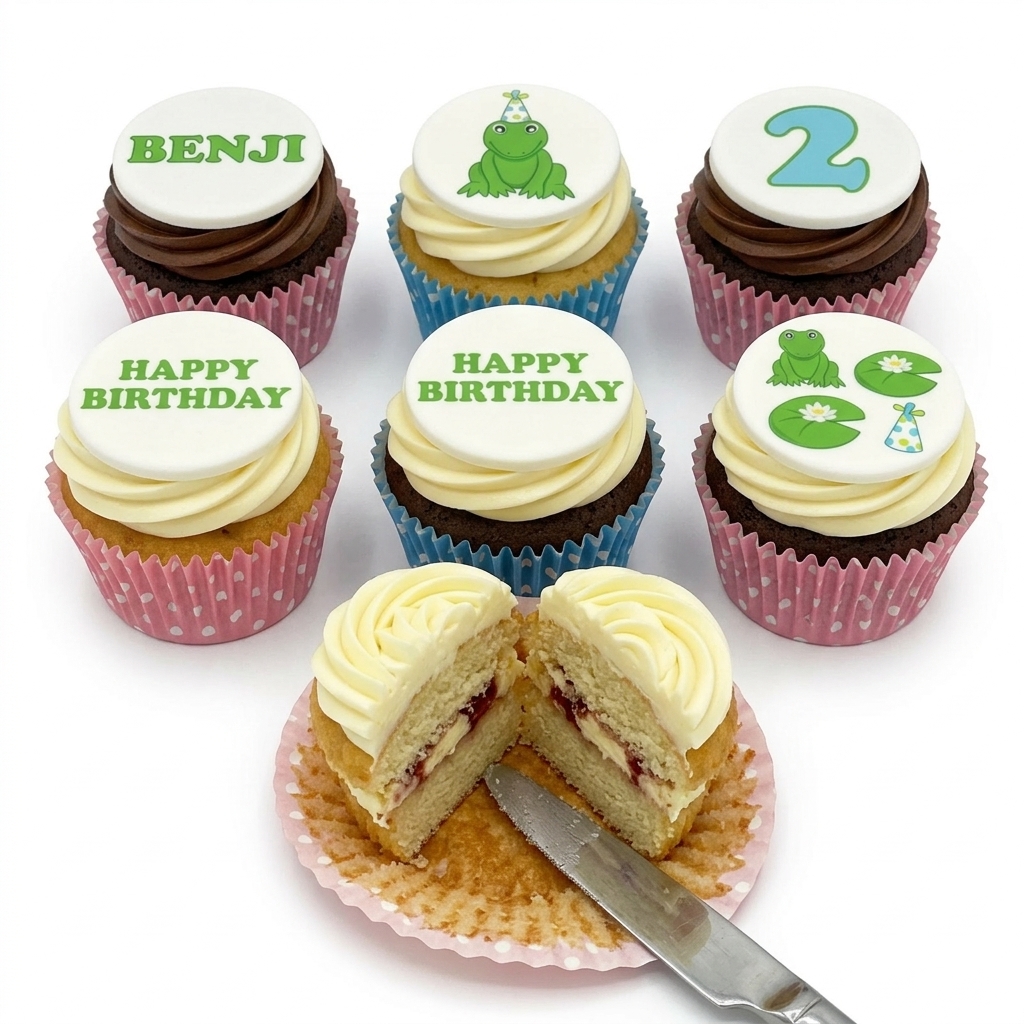 Frog Theme Birthday Cupcakes