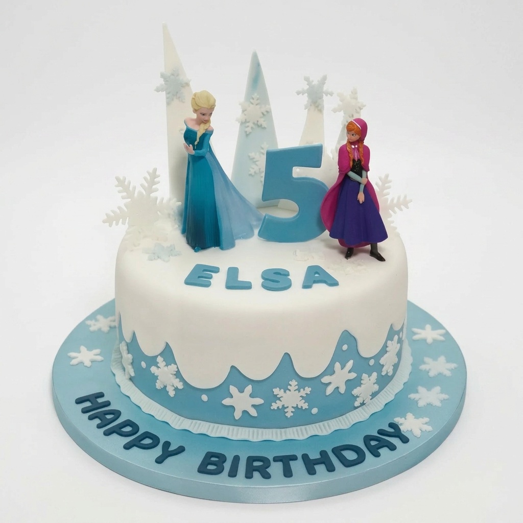 Frozen Birthday Cake for Girls with Elsa & Anna