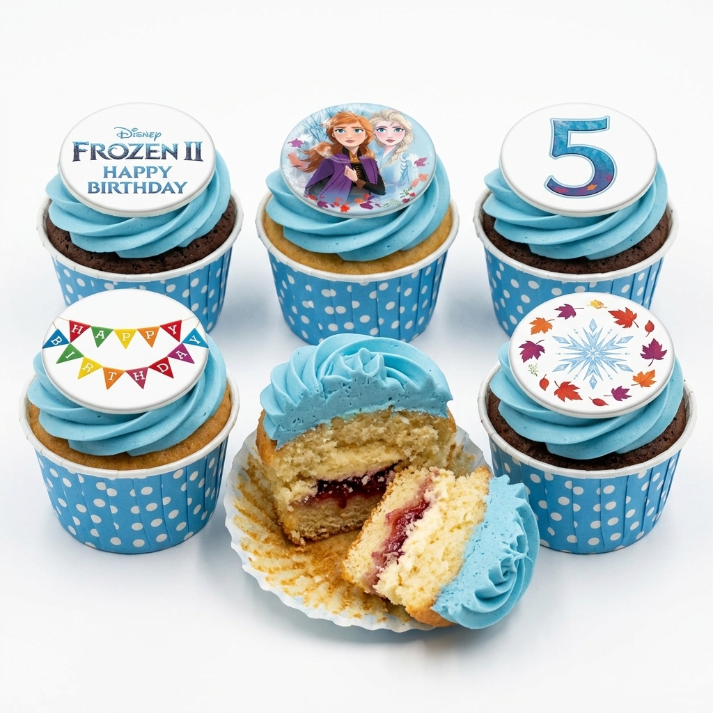Disney Frozen Birthday Cupcakes with Custom Age Topper