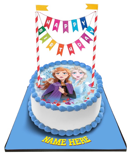 Frozen Elsa Cake with Happy Birthday Bunting