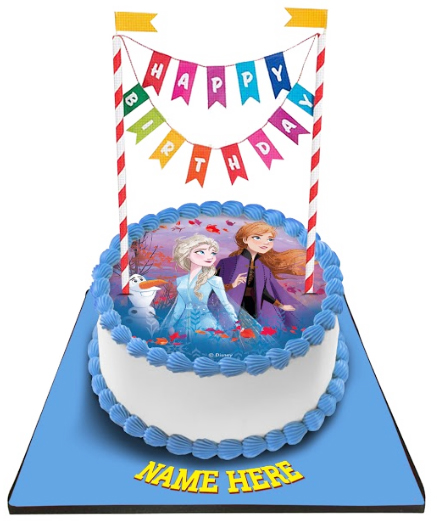 Frozen Elsa Cake with Happy Birthday Bunting