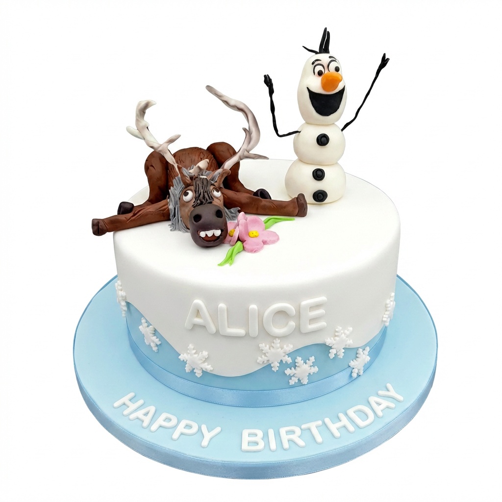 Frozen Olaf & Sven Themed Birthday Cake