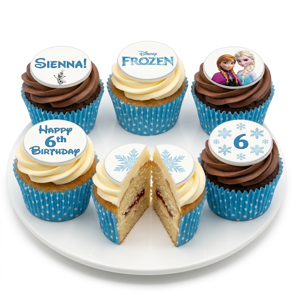 Disney Frozen Birthday Cupcakes with Custom Age & Name
