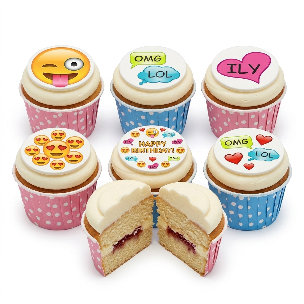 Fun Emoji Birthday Cupcakes