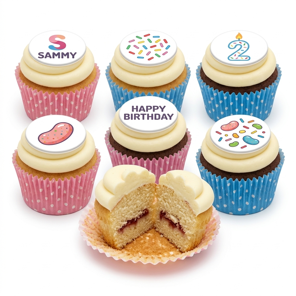 Personalised Kids Birthday Cupcakes with Fun Toppers
