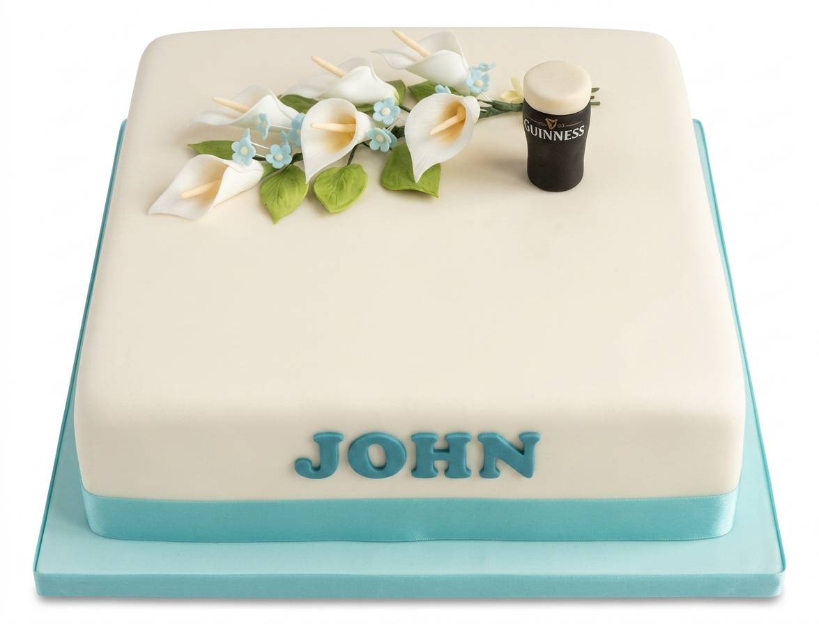 Guinness & Calla Lily Birthday Cake