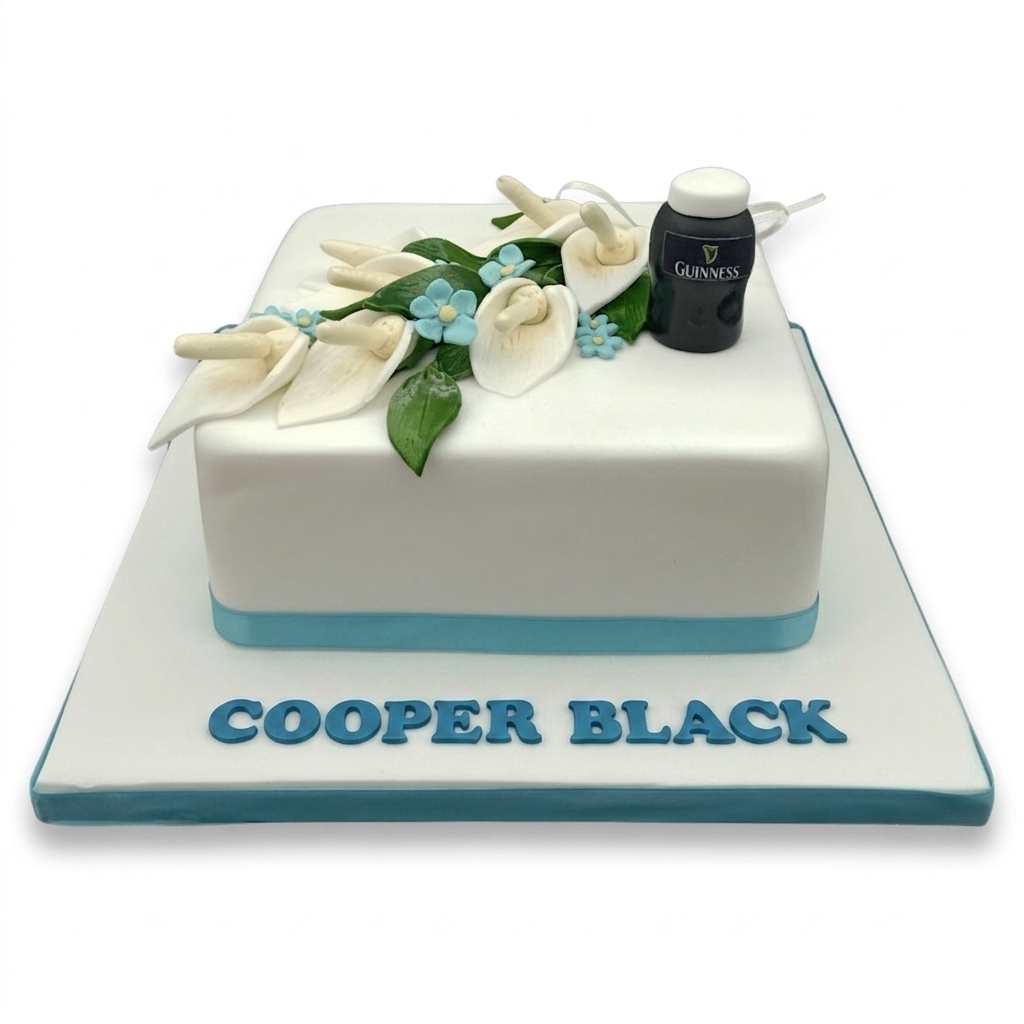 Guinness & Calla Lily Birthday Cake