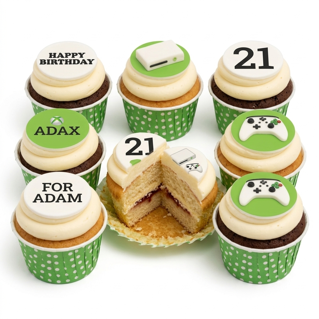 Gaming Birthday Cupcakes with Custom Toppers