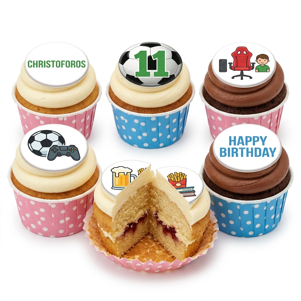 Gaming & Football Birthday Cupcakes for Boys
