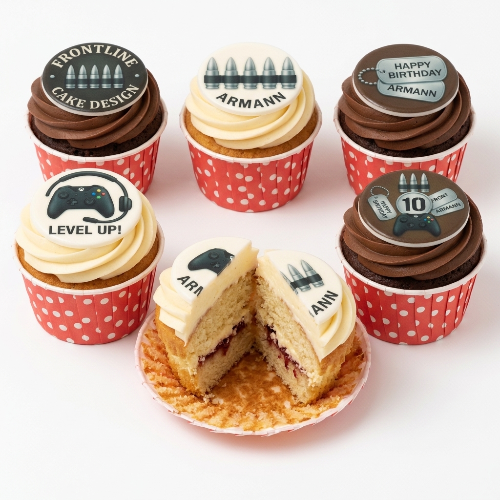 Gaming Theme Birthday Cupcakes with Custom Toppers