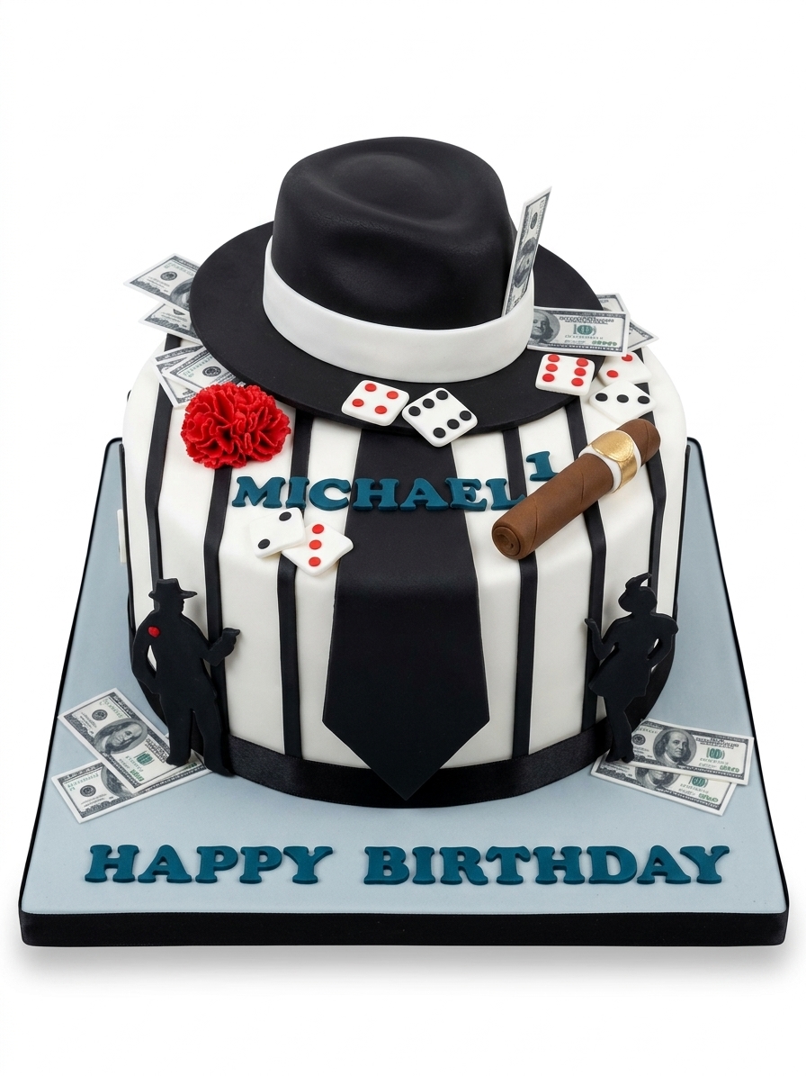 Gangster Theme Birthday Cake for Men