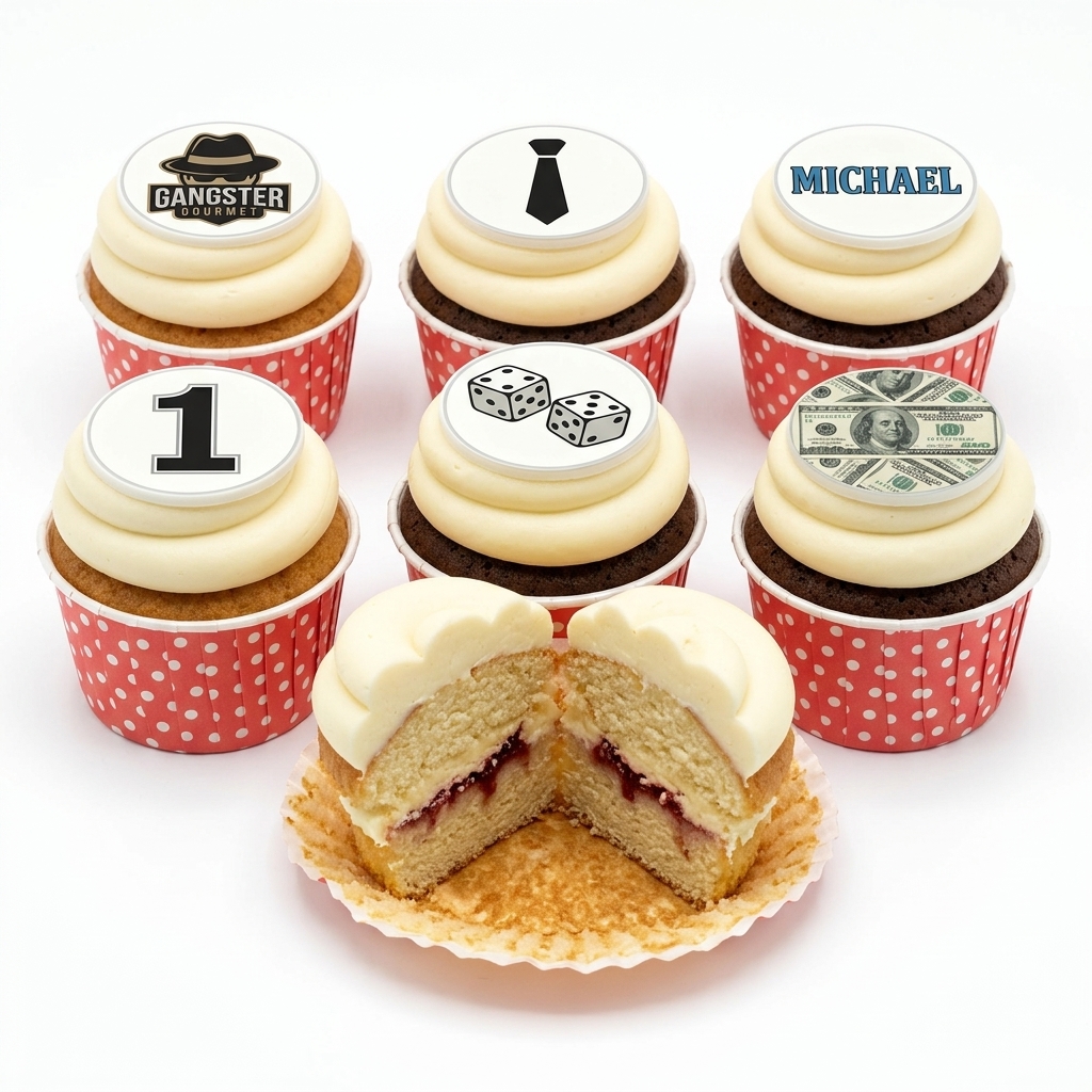 Gangster Theme Birthday Cupcakes with Custom Age