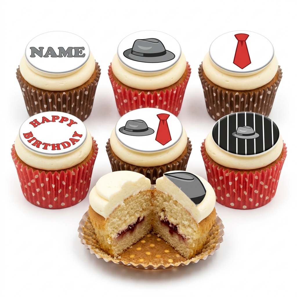 Gentleman's Hat & Tie Birthday Cupcakes