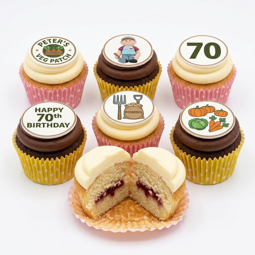 Gardening Theme Birthday Cupcakes with Custom Age