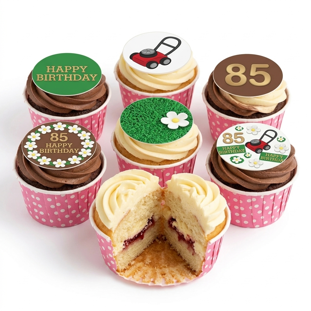 Gardening Theme Birthday Cupcakes with Custom Age Toppers