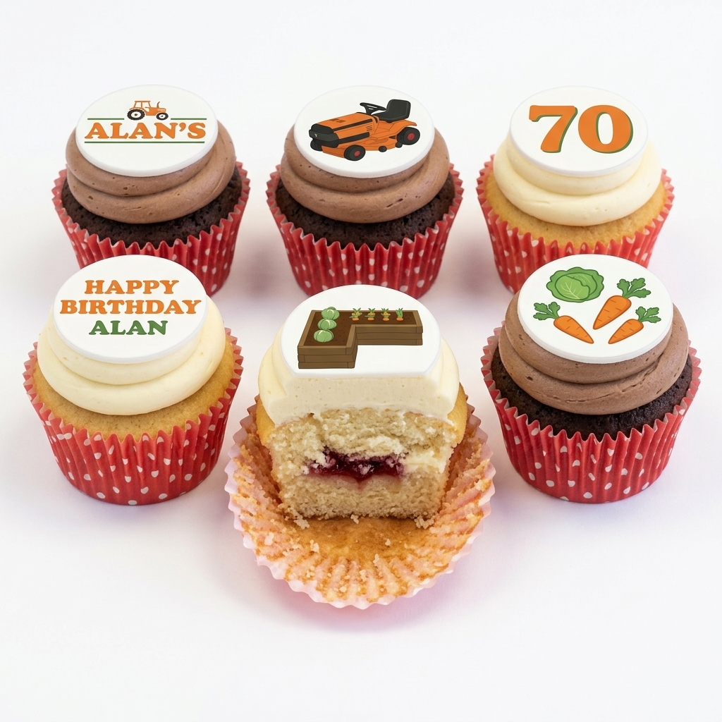 Gardening Theme Birthday Cupcakes with Custom Age