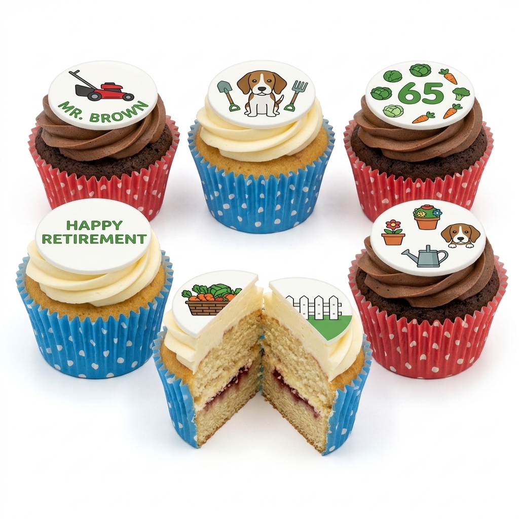 Gardening & Dog Theme Retirement Cupcakes