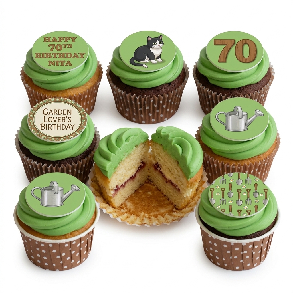 Gardening Theme Birthday Cupcakes with Custom Age