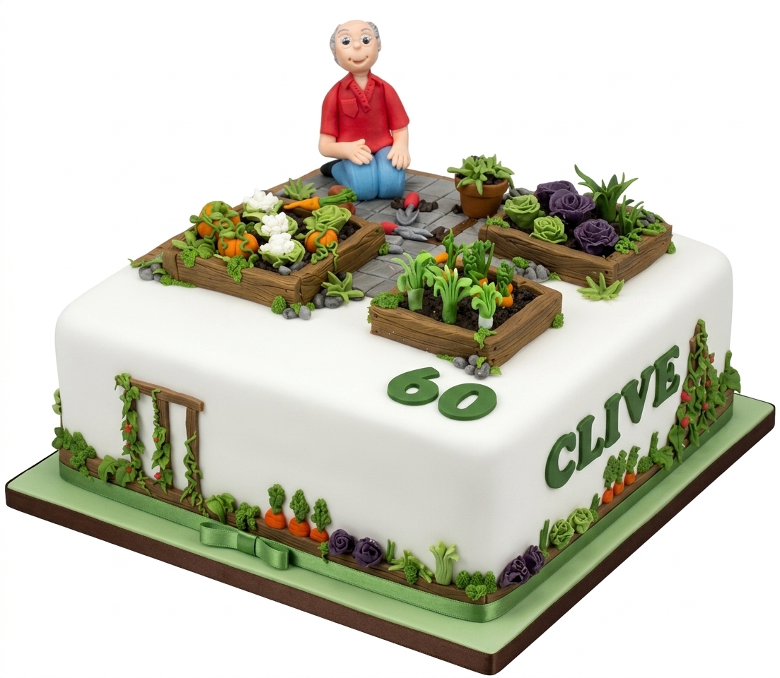 Gardening Theme Birthday Cake with Custom Age