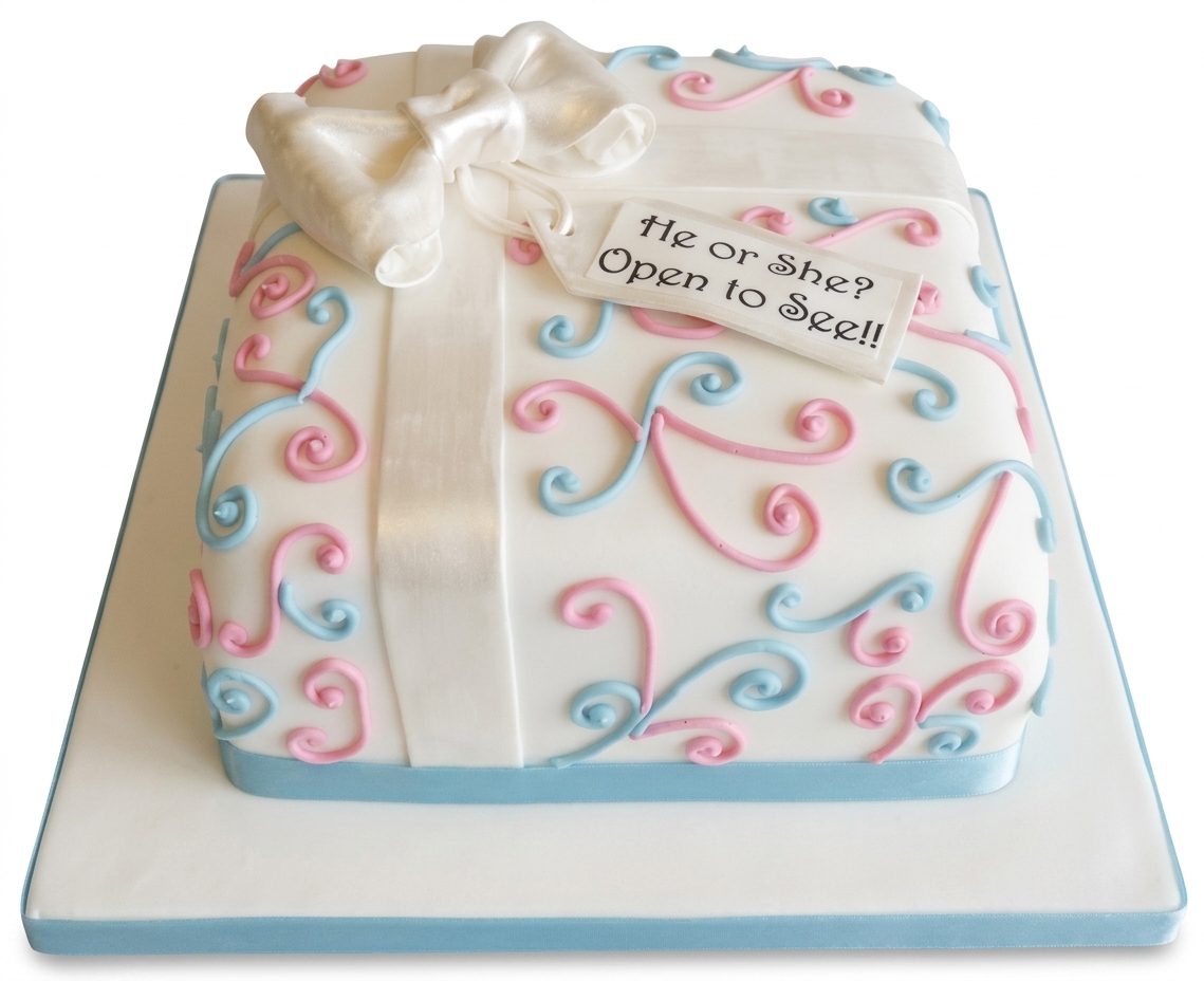 Gender Reveal Gift Box Cake