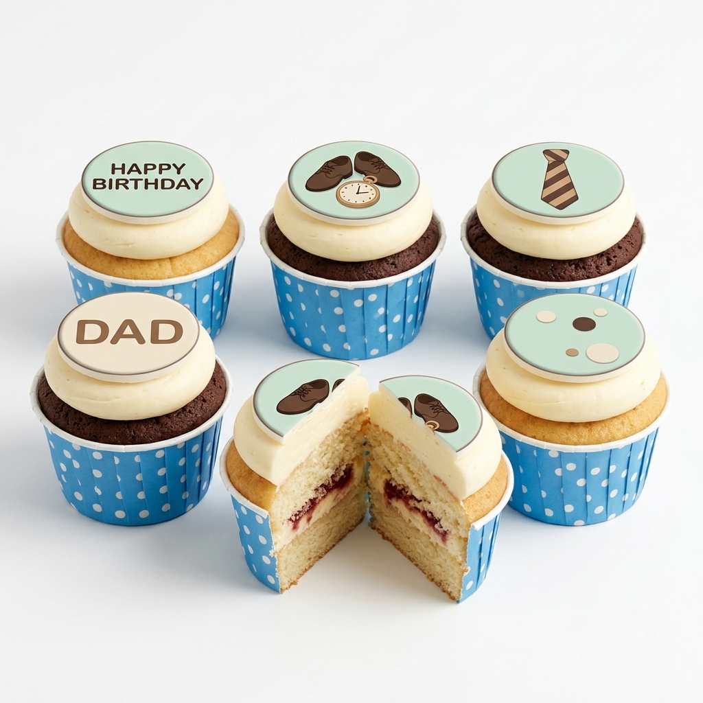 Birthday Cupcakes For Dad with Gentleman's Toppers