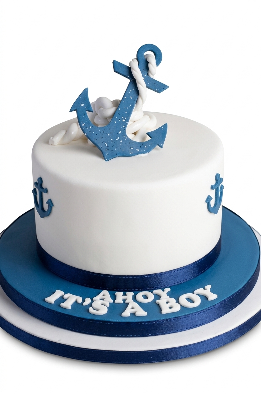 Nautical Baby Boy Celebration Cake