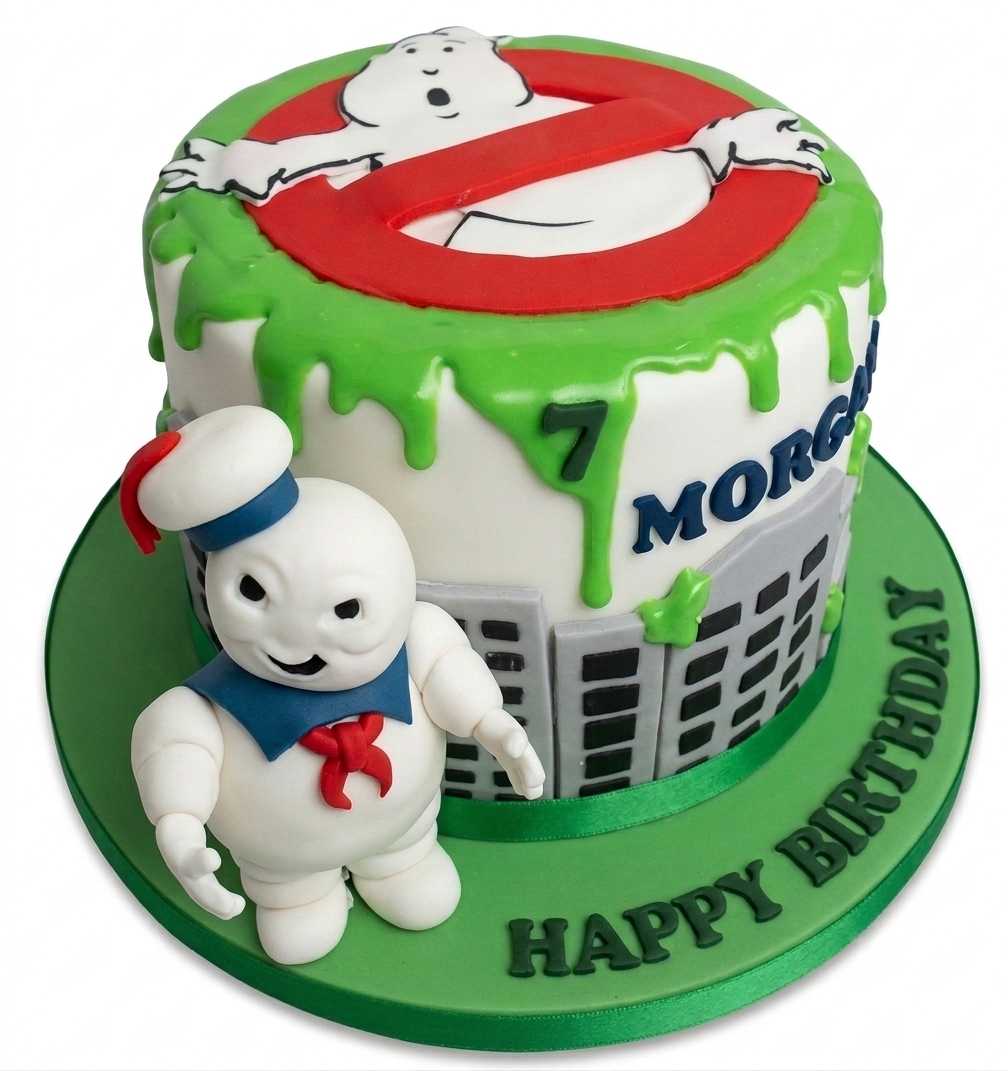 Ghostbusters Kids Birthday Cake with Stay Puft