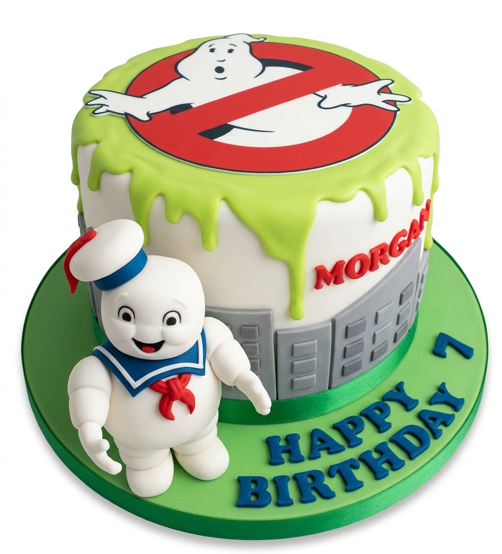Ghostbusters Birthday Cake with Stay Puft