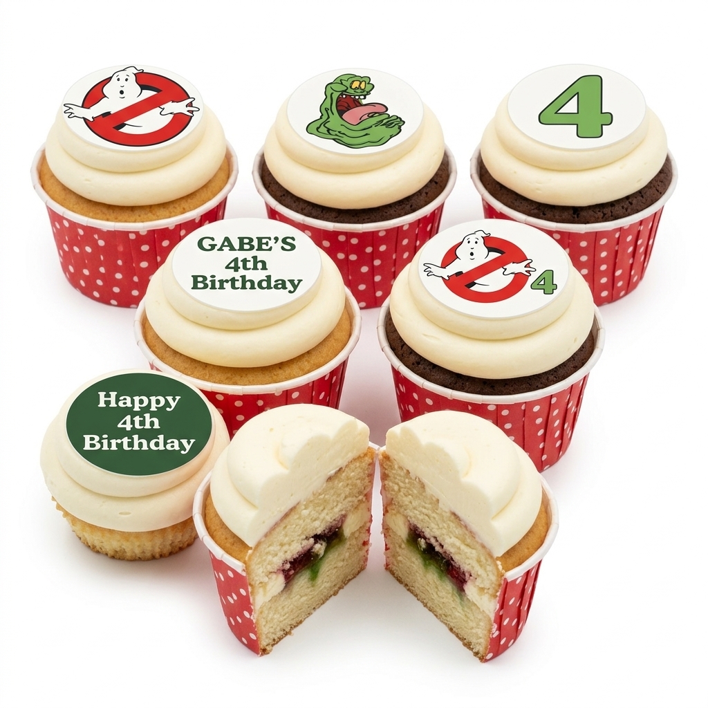 Ghostbusters Theme Birthday Cupcakes