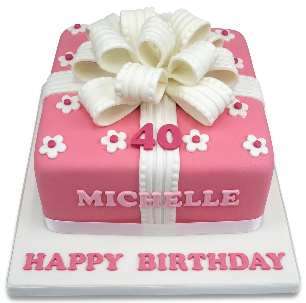 Pink Gift Box Birthday Cake for Her