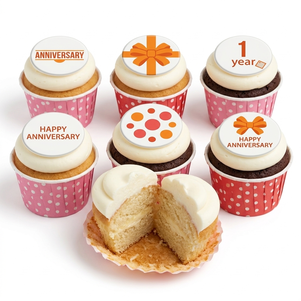 Anniversary Cupcakes with Custom Toppers