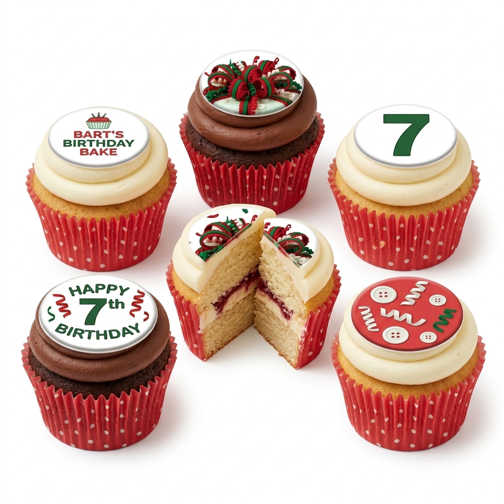 Kids Birthday Cupcakes with Custom Age Toppers