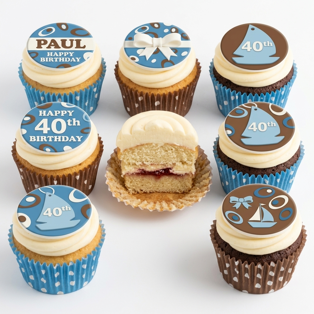 Nautical Theme Birthday Cupcakes for Him
