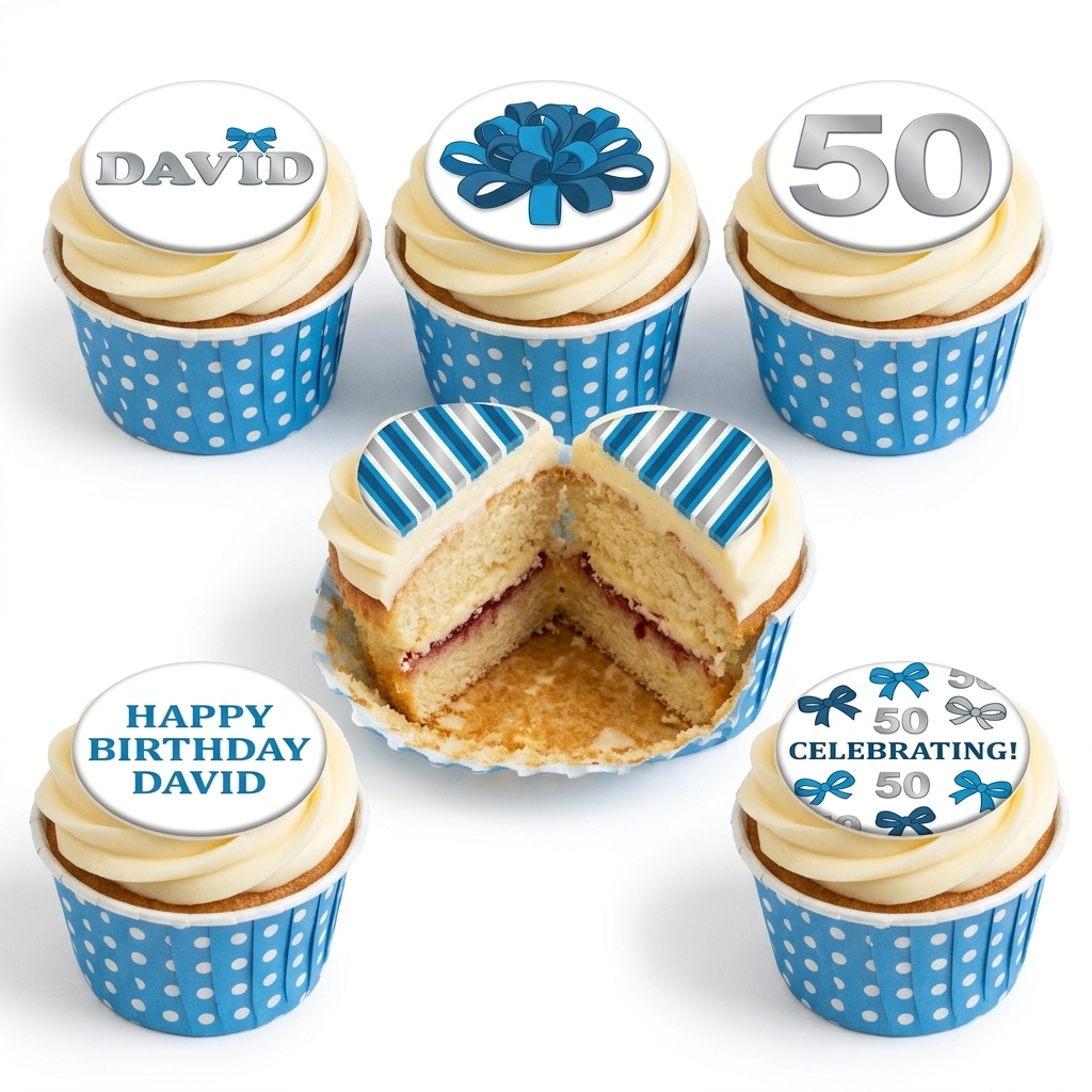 Birthday Bow Cupcakes for Him with Custom Age