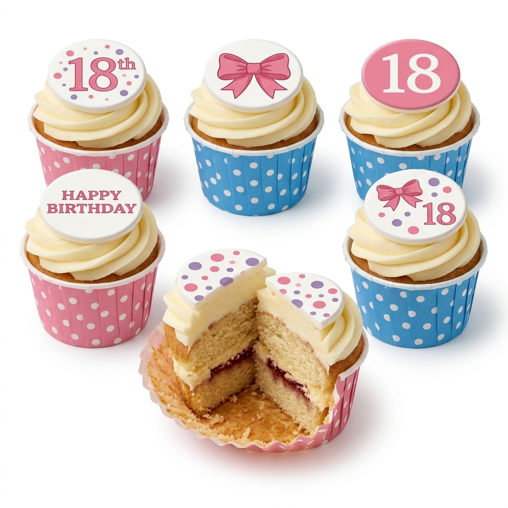 Polka Dot & Bow Adult Birthday Cupcakes