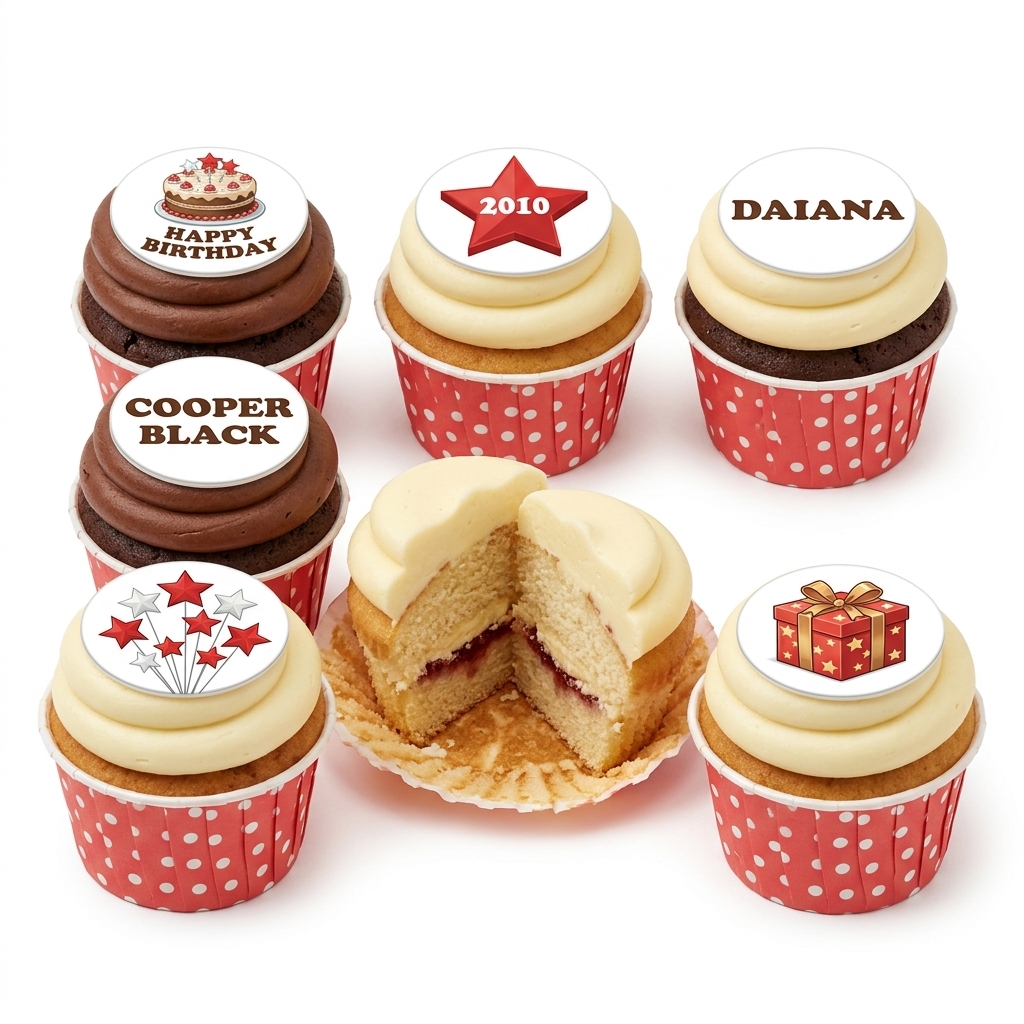 Personalised Birthday Cupcakes with Celebration Toppers