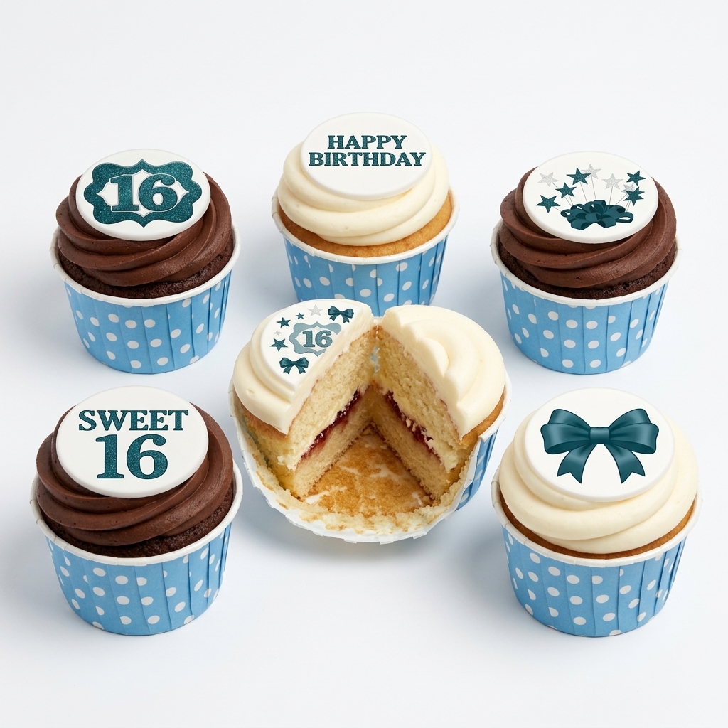Gift Box & Stars Birthday Cupcakes