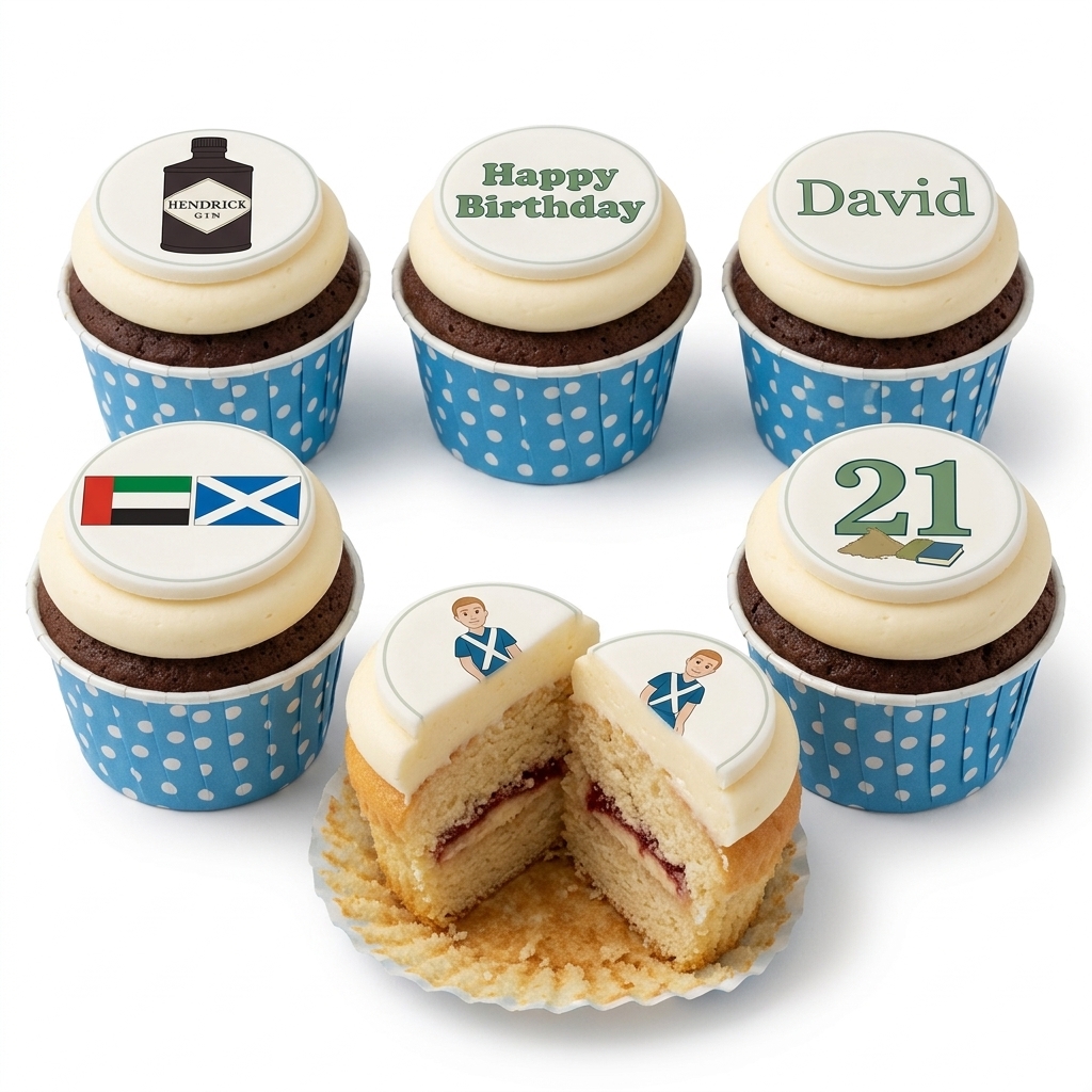 Scottish Birthday Cupcakes with Personalised Toppers