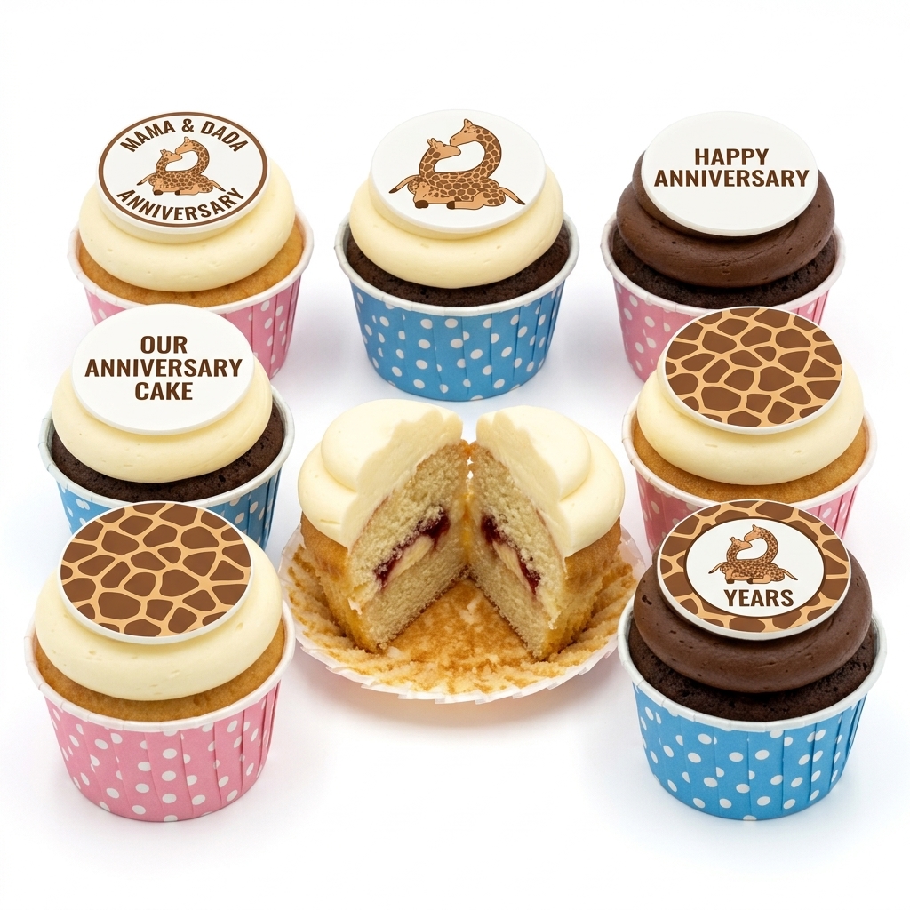 Giraffe Anniversary Cupcakes