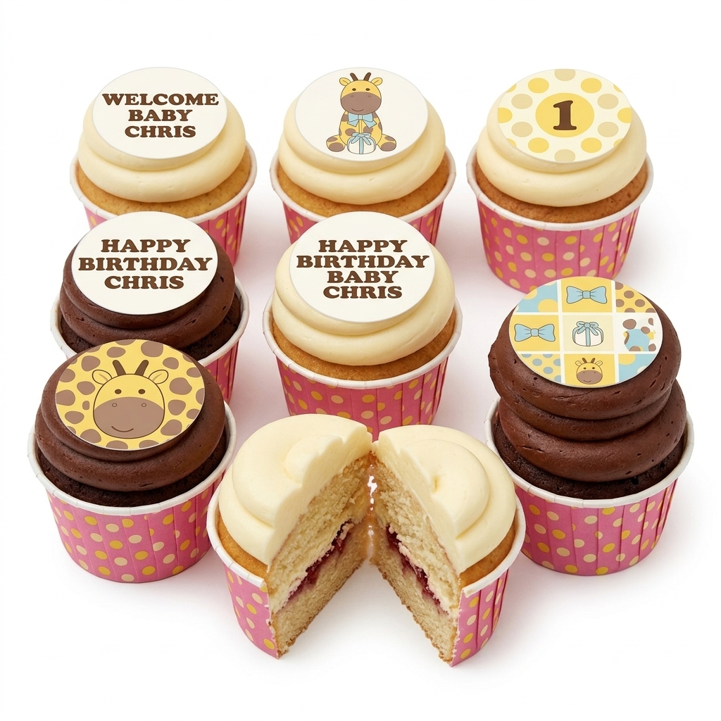 Giraffe Baby Shower Cupcakes for Boys