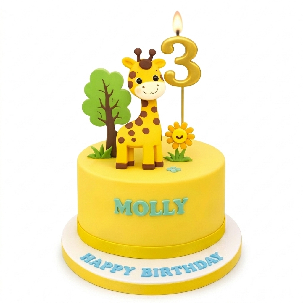Cute Giraffe Jungle Kids Birthday Cake