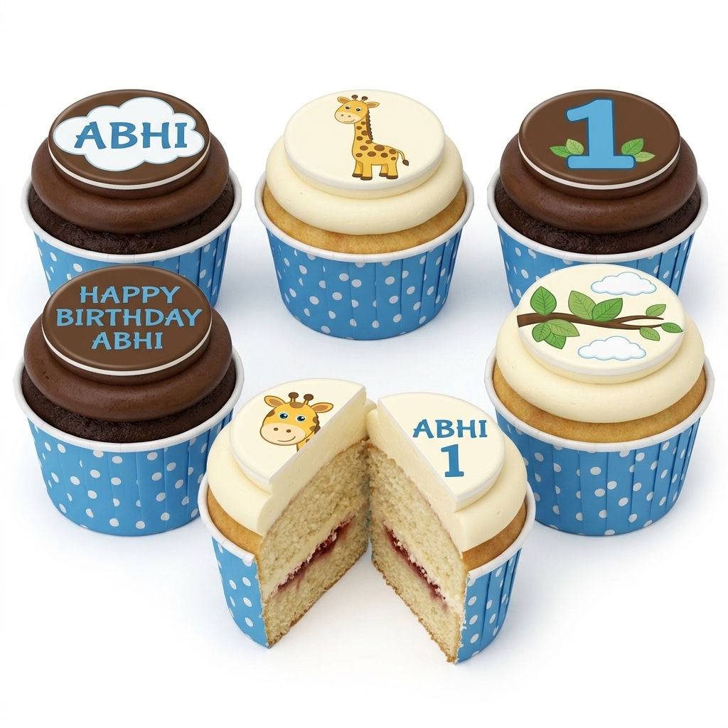 Giraffe 1st Birthday Cupcakes for Boys