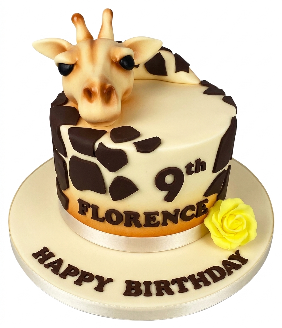 Giraffe Jungle Safari Birthday Cake for Kids
