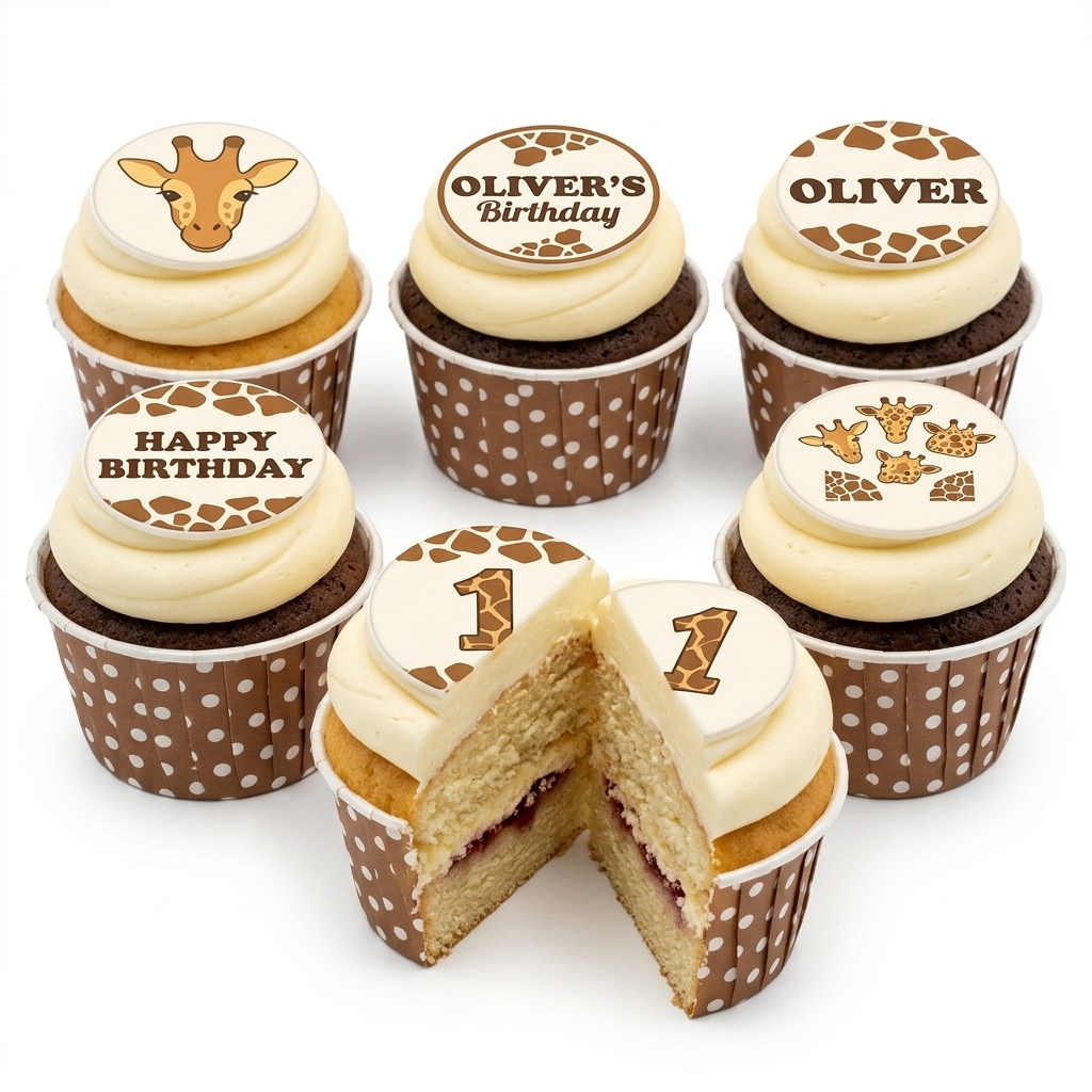 Giraffe Theme Birthday Cupcakes